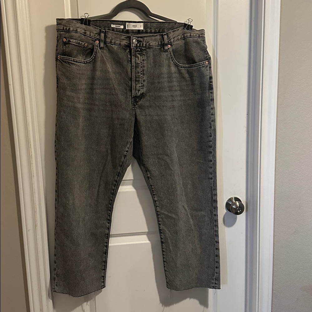MNG Black Acid Wash Jeans - Raw Hem